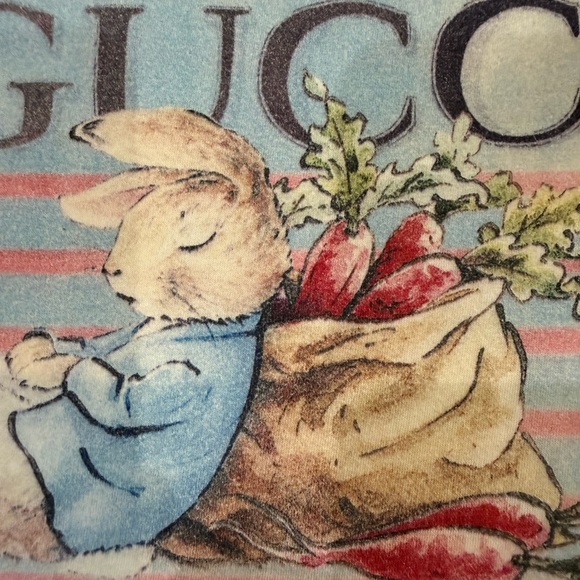 Gucci Kids Pastel Striped Tee with Bunny Design - Picture 3 of 10